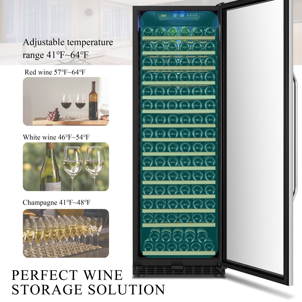 LANBO Wine Chiller Fridge, Single Zone Builtin or Freestanding Compressor Red Wine Cooler with